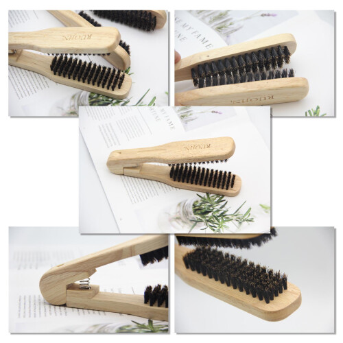 Holz-Bürste Haarglätter antistatisch Doppelbürste 1