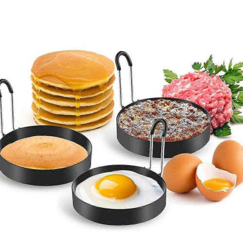 6 Piece Stainless Steel Egg Ring Fried Egg Mold Round Poached Egg for Fried Eggs Egg Rolls Steaks Pancakes Fried 2