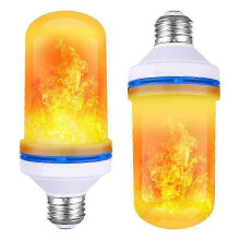 (yellow) 2pcs LED Flame Effect Light Bulb, 4 Modes With Upside Down Effect E27/E26 Base, LED Fire Flame Bulbs, For Halloween Hotel Bar Christmas Par