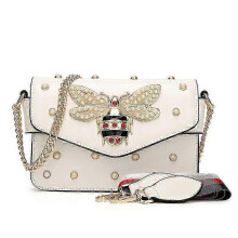 Bee Pearl Crossbody Bag White