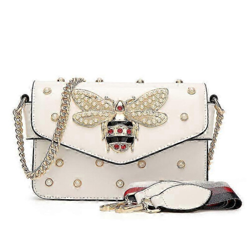 Bee Pearl Crossbody Bag White
