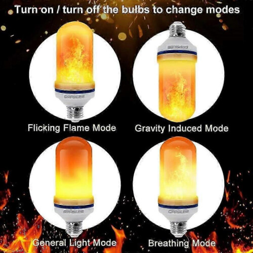 (blue) 2pcs LED Flame Effect Light Bulb, 4 Modes With Upside Down Effect E27/E26 Base, LED Fire Flame Bulbs, For Halloween Hotel Bar Christmas Par 1
