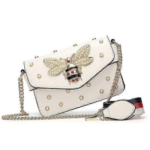 Bee Pearl Crossbody Bag White 1
