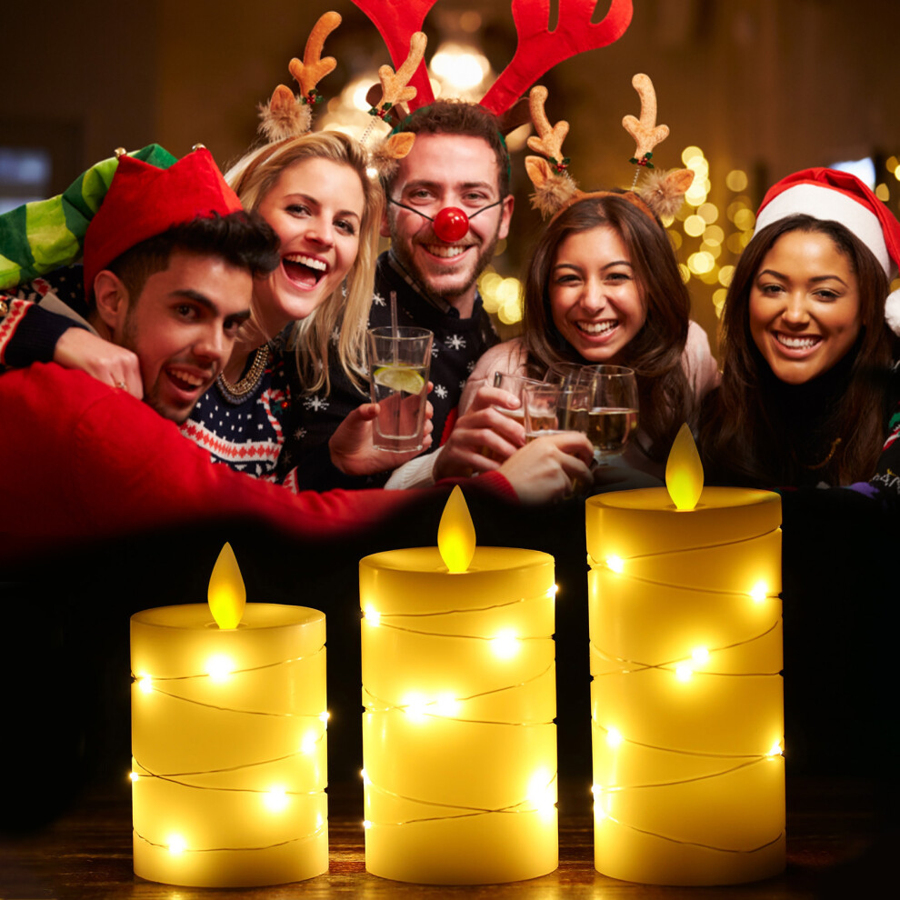 3PCS Flickering Flameless Candle Lights Set with Twisted String & Controller, Warm White-image-OPC-PMHC589-NEW