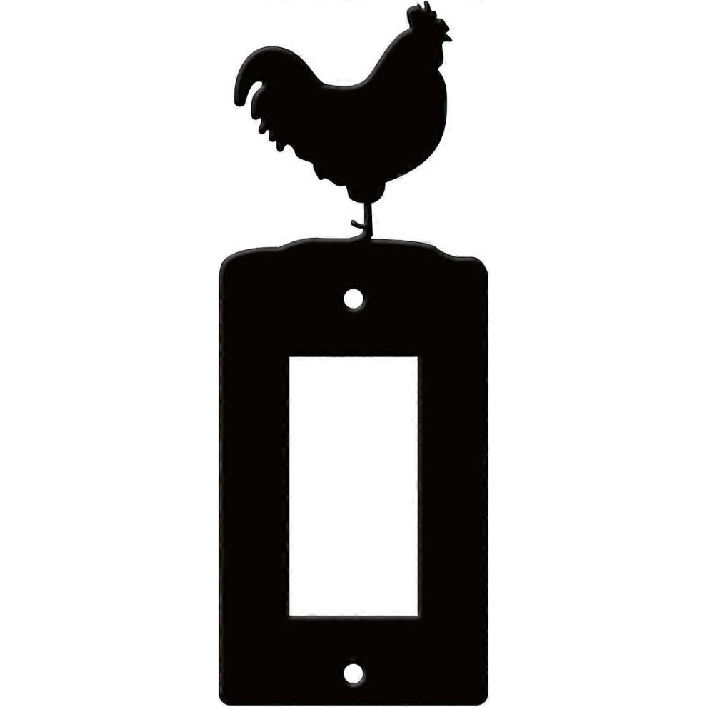 Rooster Rocker Switch Cover Single Gang Wall Plate Iron Light Cover Power Outlet Decorations Rectangle Black With Screws For Gfci Electric Outlets 1.3 6935159263751
