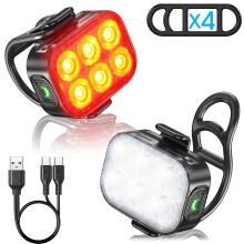 Bike Light Set Super Bright,Bike USB Rechargeable LED Light,Bike Light for Night Riding,Bike Front and Tail Light