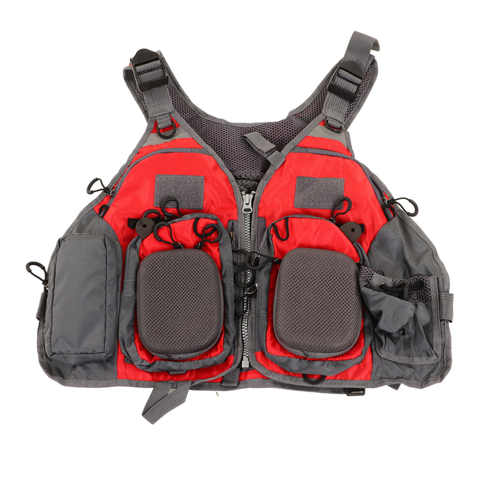 Lightweight Red Fishing Vest Free Size Quick Dry With Multiple Pockets 7681356577588
