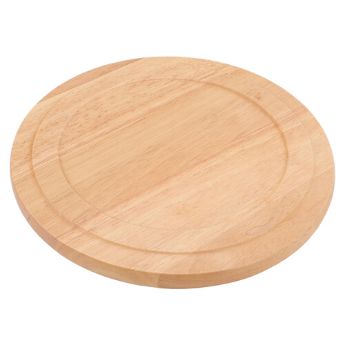 Round Rubber Wood Pizza Tray - Thick, Sturdy Kitchen Baking Tool 2