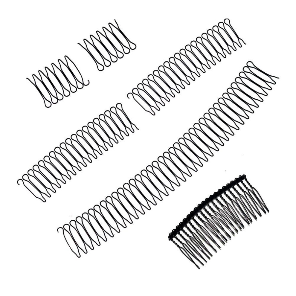Unisex Black U Shape Hair Fixer Comb Invisible Flexible Clips 5Pcs
