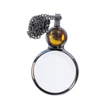 (Yellow) Magnifying Glass Pendant Necklace Gift Vintage Magnifier Lens Pendant For Elders Enlarge Newspapers