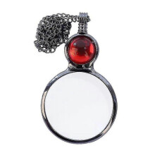 (Red) Magnifying Glass Pendant Necklace Gift Vintage Magnifier Lens Pendant For Elders Enlarge Newspapers