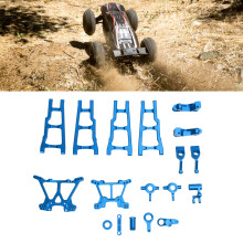 Aluminum Alloy Rear Swing Arm & Shock Plate Kit for 1/10 RC Car Blue