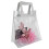 (Pink) PVC Transparente Geschenk-Tasche PU Leder Griff Rosa 2