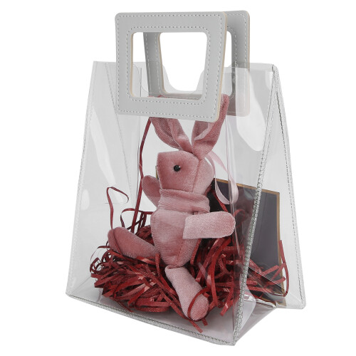 (Red) PVC-Transparente Einkaufstasche mit Goldfolie 1