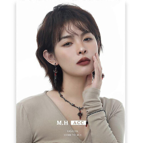 Quadrangle Premium Fashion Earrings Red 1