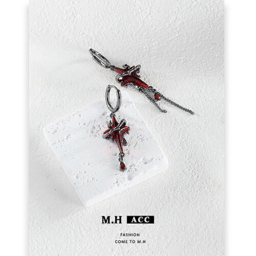 Quadrangle Premium Fashion Earrings Red 2