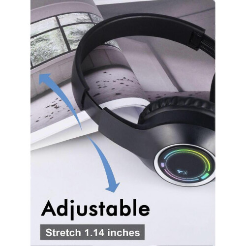 (Black) New Headband Bluetooth Headset Foldable M3 5.3 Wireless 2