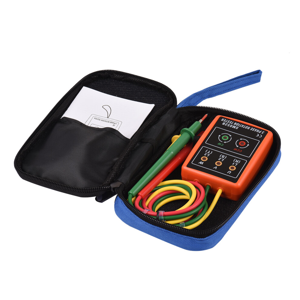 3 Phase Tester With Insulated Leads & Alligator Clips 60V-600Vac Range 4991356578663