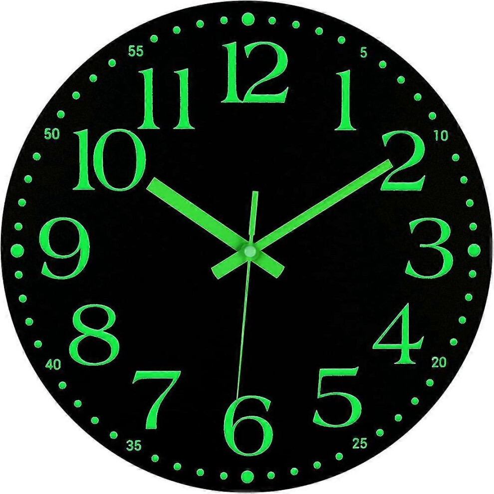 Kikidex (As Show, One Size) Luminous Wall Cloc,12 Inch Silent Non-Ticking Battery Operated Clock, Lighted Wall Clock Decoration