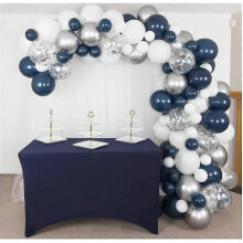 Premium Navy Silver Balloon Blue Balloon Arch Kit