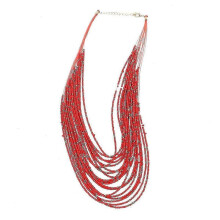 Vintage Beaded Necklace Multi-Layer Necklace Creative Necklace Red