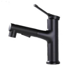 Bathroom mixer in black with pull-out sprayer