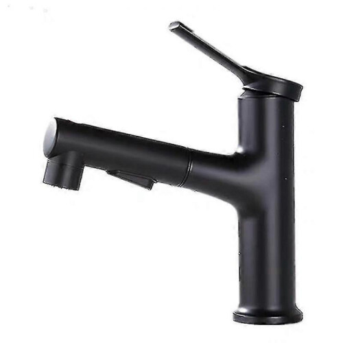 Bathroom mixer in black with pull-out sprayer