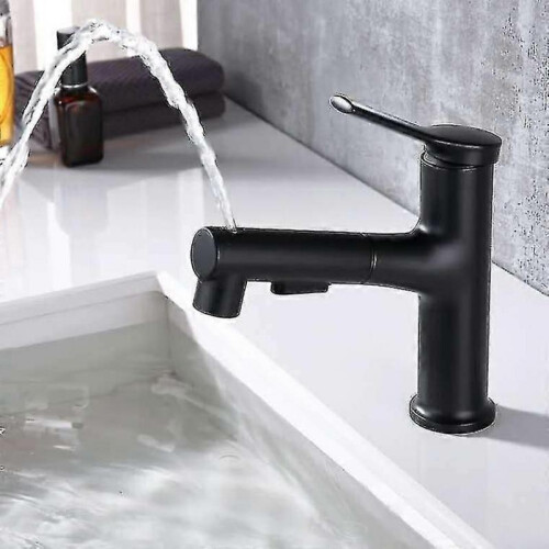 Bathroom mixer in black with pull-out sprayer 2