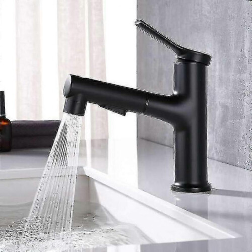 Bathroom mixer in black with pull-out sprayer 1
