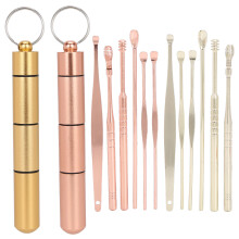(Rose Gold + Gold) Ohrenschmalzentferner-Set aus Edelstahl, Roségold