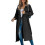 (L,BLACK)Women's Double Breasted Long Trench Coat, Windproof Classic Lapel Slim Overcoat 1