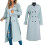 (S, BLUE) Women's Double Breasted Long Trench Coat, Windproof Classic Lapel Slim Overcoat 2