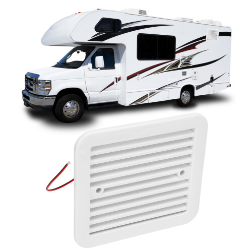 12V White RV Vent Fan - Dustproof Strong Wind Compact Design