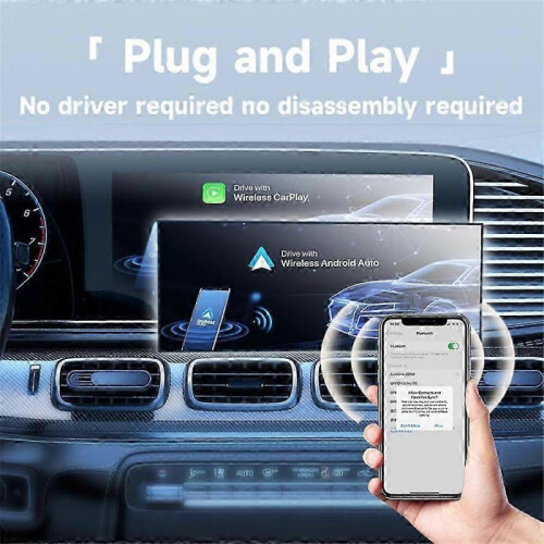 2-in-1 Wireless Carplay and Android Auto Adapter Wired to Wireless Bluetooth/Wifi USB Dongle 2
