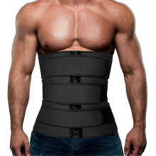 (XXL, Black) Mens Workout Waist Trainer Neoprene Corset Trimmer Slimming Belly With Belts