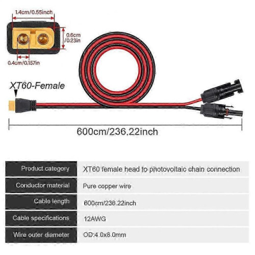 Quick Connectors for 12AWG 6M XT60 Female Extension Cables 1