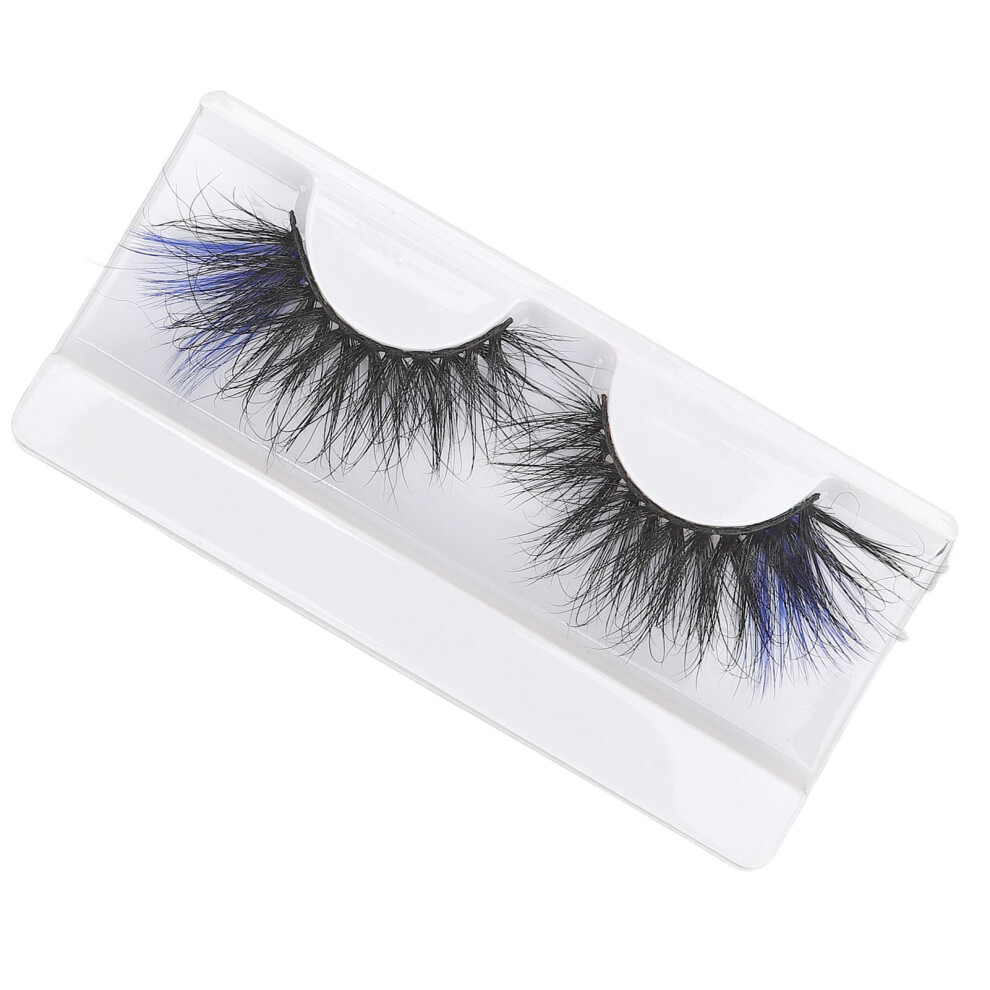 Blue Long Curly 25Mm Eyelashes Reusable Fake Lashes Women Costume Party 697A-3C