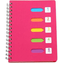A5 Spiral Notebook,14.5*21cmRosy Hardcover Spiral Notebook Lined with Divider for Office or School