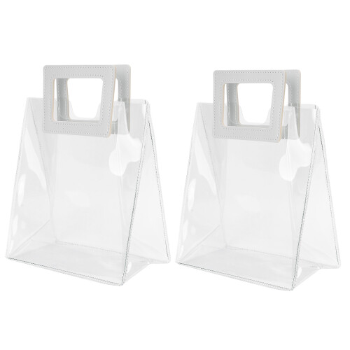 2x Transparente Geschenkbeutel mit stabilem Boden, Geburtstag 2