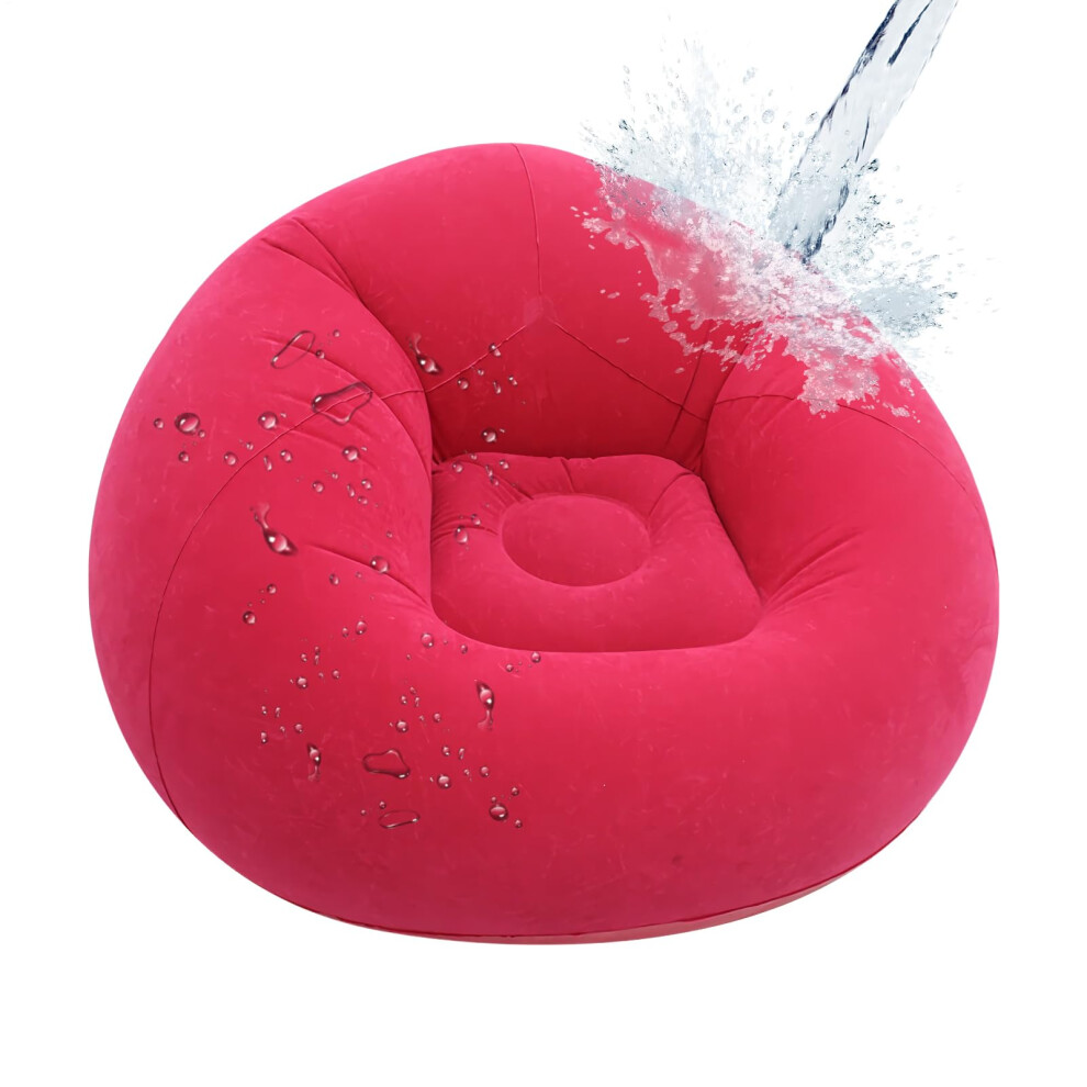 Inflatable Couch Camping Sofa, Red Folding Air Couch, Outdoor Lounger For Glamping, Beach, RV, Deck, Pool-image-OPC-PMHC882-NEW