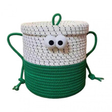 Round Woven Storage Basket with Lid Large Capacity Lightweight Portable Decorative Small Woven Basket Storag B