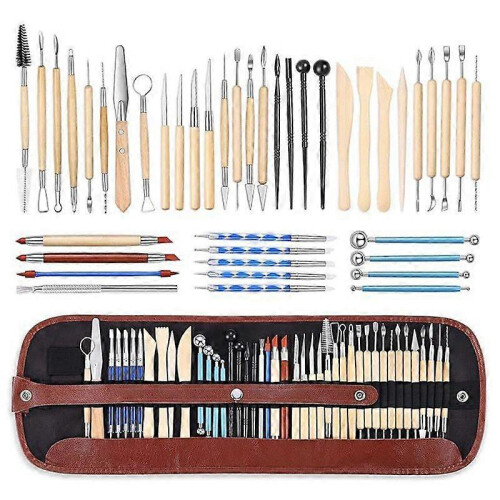 Pottery Clay Sculpting Tools 43Pcs with Carrying Case Bag for Beginners Professionals School Student Pottery Modeling