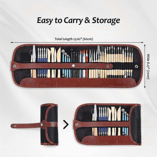 Pottery Clay Sculpting Tools 43Pcs with Carrying Case Bag for Beginners Professionals School Student Pottery Modeling 1