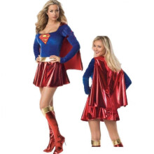 (L) Adult Superwoman Dress Cosplay Costumes Super Girls Dress Shoe Covers Suit Superhero Woman Super Hero Kids Halloween Costume