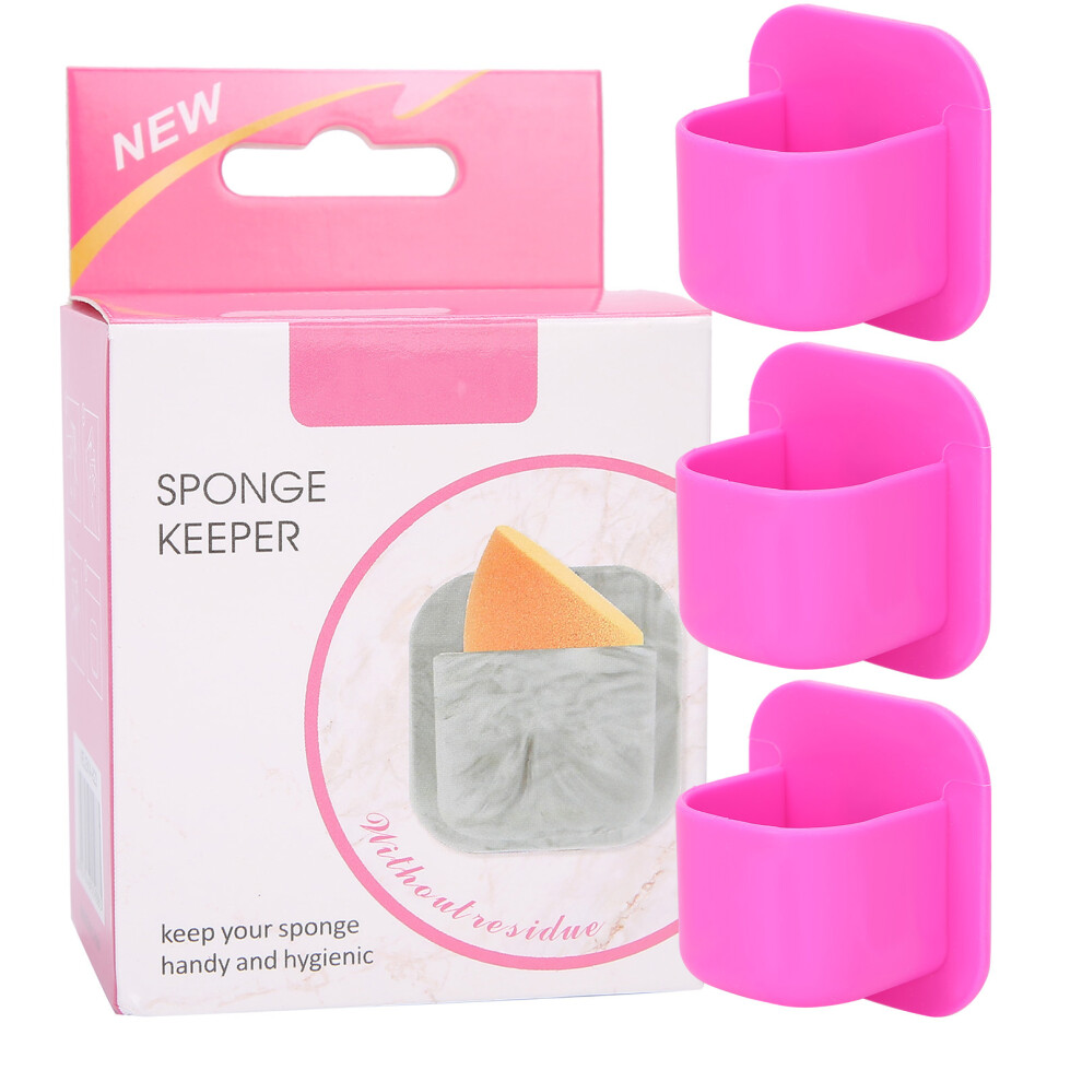 Red (Rose ) 3Pcs Silicone Makeup Sponge Holder Selfadhesive Drying Stand Rose