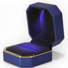 Luxury Ring Box, Velvet Ring Holder Case Jewellery Organiser Storage Gift Box with LED Light