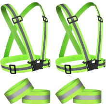 Running Reflective Vest 2-Piece High Visibility Vest And Armbands Set Adjustable Straps For Men Women