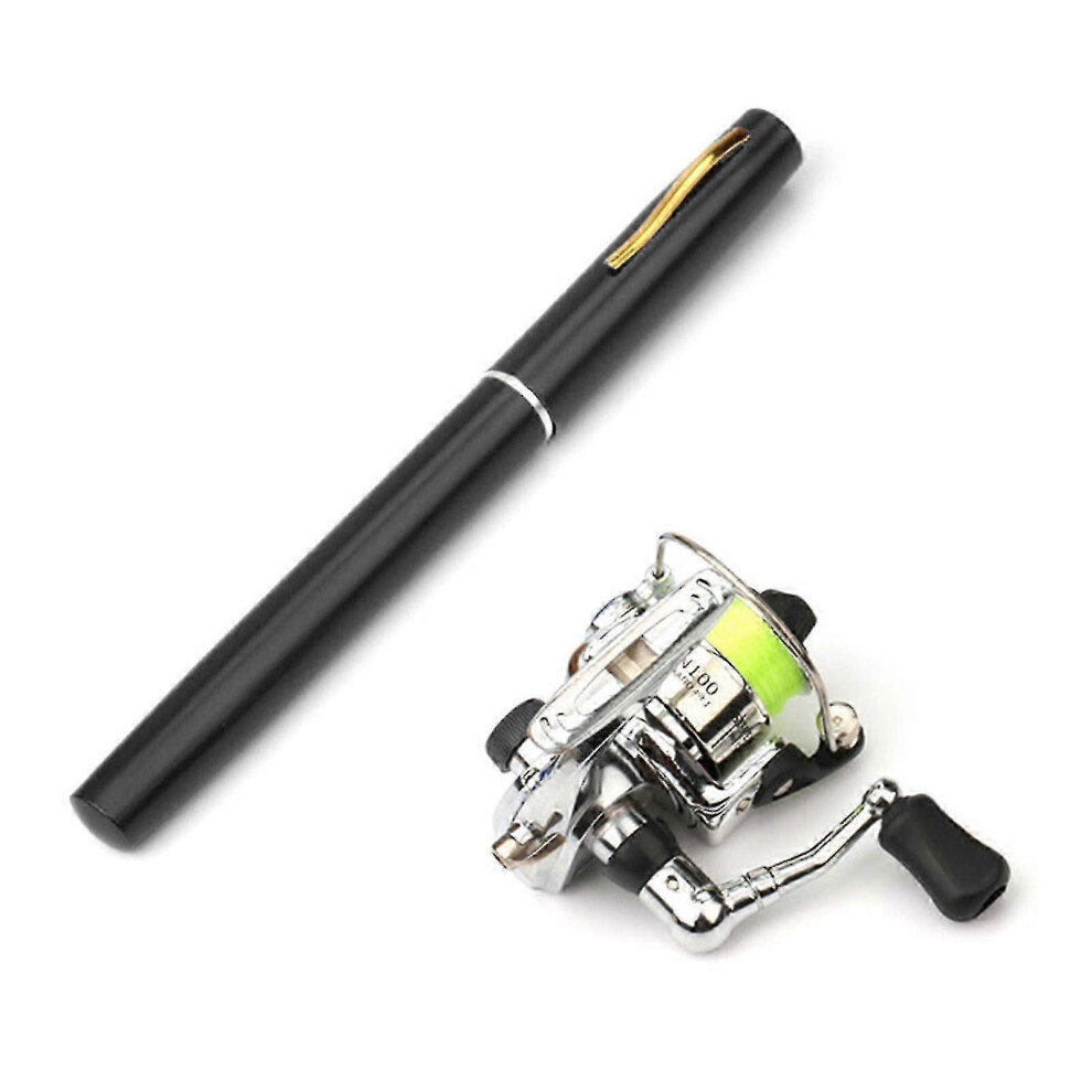 Kikidex (As Show, One Size) Collapsible Fishing Rod Reel Combo Mini Pen Fishing Pole Kit Telescopic Fishing Rod Spinning Reel Combo Kit