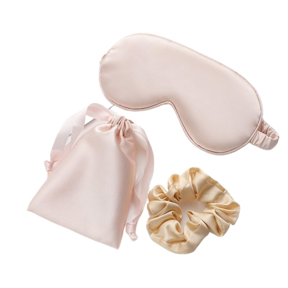 Silk Eye Mask 3-Piece Set For Women Imitated Silk Sleep Eyeshade Champagne