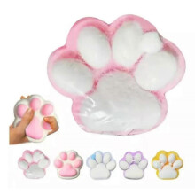 (White) Two Pcs Silicone Squeeze Squishy Toy Cat Claws Relaxed